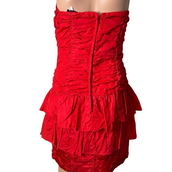 JOLIE MADAME rare vintage strapless red prom cocktail dress front bow size 9/10 - Picture 6 of 8